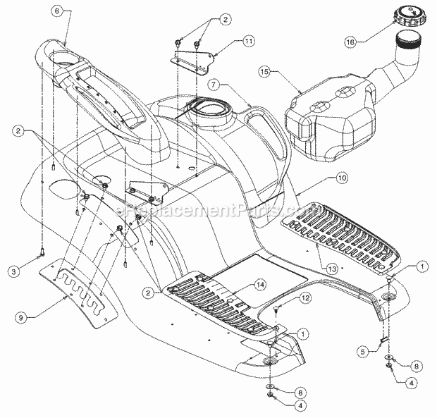 Fender & Fuel Tank Diagram and Parts List for 1517 13A-231G100 Cub Cadet Lawn Tractor